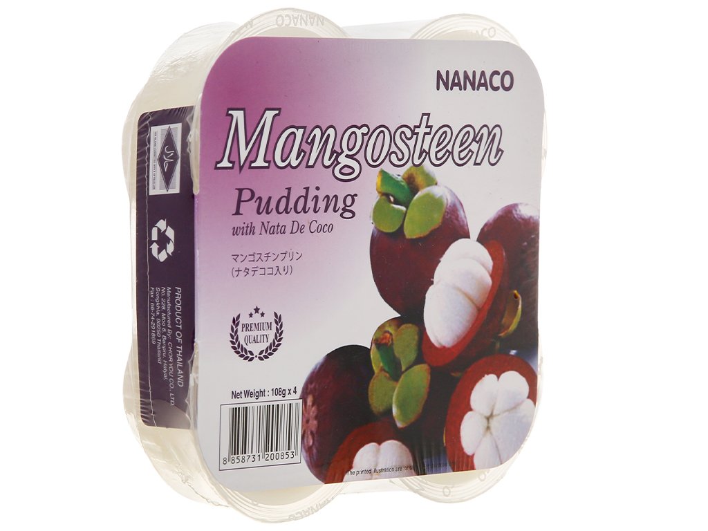 Thạch pudding dừa vị măng cụt nanaco 108g ( 108g x 4cups x 24 lốc/ thùng )